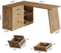 55 - Inch L Shaped Computer Desk with 3 Drawers, Corner Home Office Desk with Storage Shelves