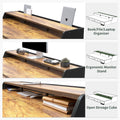 FEZIBO Electric Standing Desk with 3 Drawers & Monitor Shelves, 48 x 26 in Sit Stand Home Office Desk, Rustic Brown