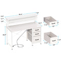 40 in Computer Desk with Power Outlets & LED Lights, Home Office Desk with 3 Drawers & Adjustable Monitor Shelf, , Writing Desk with Storage Bag, Vintage