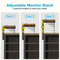 40 in Computer Desk with Power Outlets & LED Lights, Home Office Desk with 3 Drawers & Adjustable Monitor Shelf, , Writing Desk with Storage Bag, Vintage